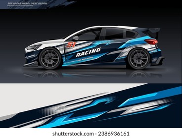 Sporty car wrap livery design graphic vector. abstract grunge background design for vehicle vinyl wrap and car branding