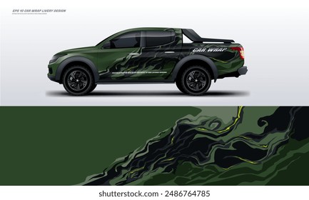 Sporty car wrap livery design for universal pick up vector eps 10 printable file below