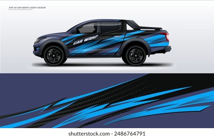 Sporty car wrap livery design for universal pick up vector eps 10 printable file below