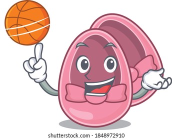 Sporty cartoon mascot design of baby girl shoes with basketball