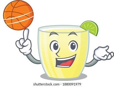 Sporty cartoon mascot design of daiquiri cocktail with basketball