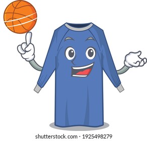 Sporty cartoon mascot design of disposable clothes with basketball