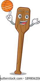 Sporty cartoon mascot design of oars with basketball