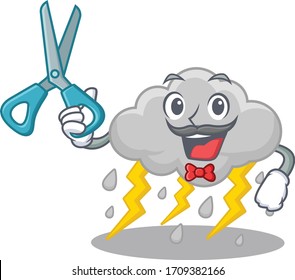 Sporty cloud stormy cartoon character design with barber