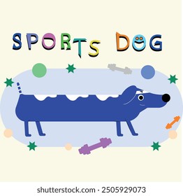 Sporty Dachshund: A Vibrant Illustration with Playful Decorations