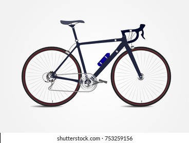 Sporty dark blue bicycle on white background, vector illustration