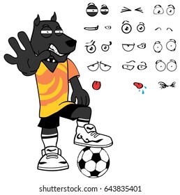 sporty dog soccer cartoon set expressions in vector format very easy to edit 