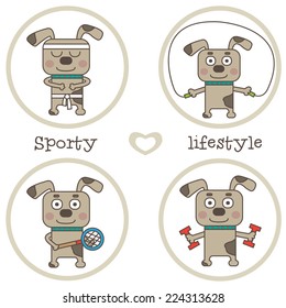 Sporty dog. Vector illustration.