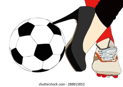 A sporty and elegant woman - Symbolic illustration depicting a woman torn between sport and elegance