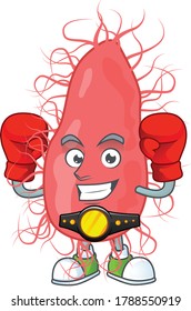 A sporty escherichia boxing athlete cartoon mascot design style. Vector illustration