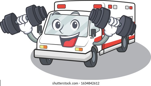 Sporty Fitness exercise ambulance the using barbells