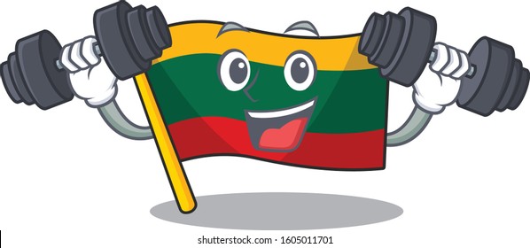 Sporty Fitness exercise flag lithuania using barbells