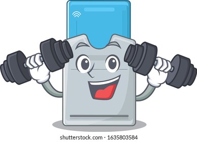 Sporty Fitness exercise key card using barbells