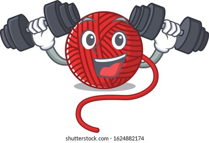 Sporty Fitness exercise red wool yarn using barbells