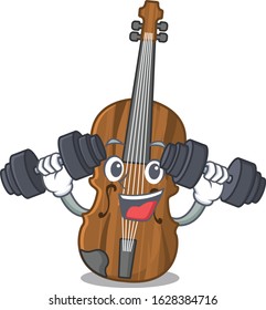 Sporty Fitness exercise in violin using barbells