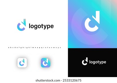 Sporty futuristic angular logo. Sharp geometric dynamic edges letter D. Minimalist innovative emblem for tech, game app, music, sport, design agency, digital space identity. Vector illustration