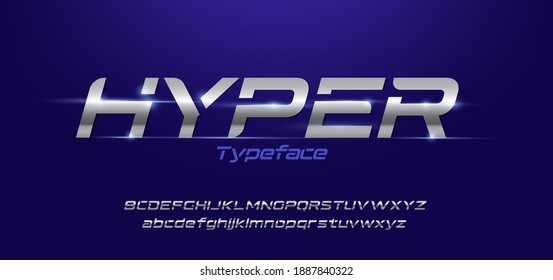 sporty futuristic shiny modern alphabet fonts. technology typography bold and italic font uppercase. vector illustration