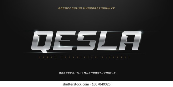 sporty futuristic shiny modern alphabet fonts. technology typography bold and italic font uppercase. vector illustration