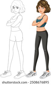 Sporty girl in athletic wear, confident pose