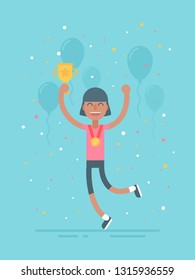 Sporty Girl with Cup Competition Winner