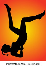 Sporty girl  doing shoulder stand exercise, asana Viparita Karani, Upside-Down Seal pose, yoga for relieving stress