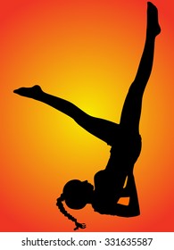 Sporty girl doing shoulder stand exercise, asana Viparita Karani, Upside-Down Seal pose, yoga for relieving stress