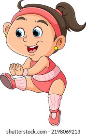The sporty girl is doing some exercise to burn out her calories and wearing bandana of illustration