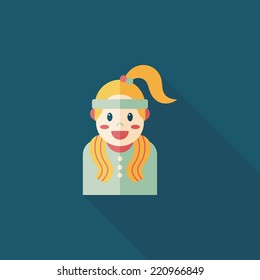 sporty girl flat icon with long shadow,eps10