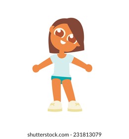 sporty girl make a gymnastics, cartoon flat style character, vector illustration.