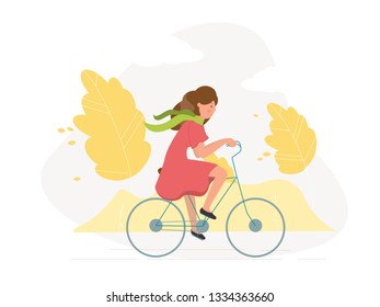 Sporty girl on bike - vector illustration