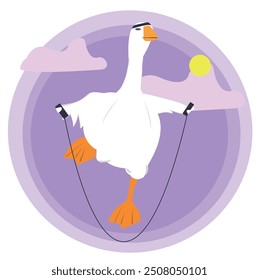 Sporty Goose Skipping Rope: Fun Illustration of an Active Lifestyle