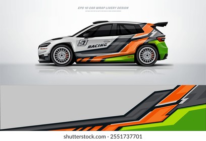 Sporty green racing car wrap livery design vector file eps 10 ready print file below