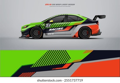 Sporty green racing car wrap livery design vector file eps 10 ready print file below