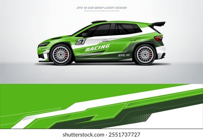 Sportlich grüne Rennwagen Wrap Livery Design Vektor Datei eps 10 bereit Druckdatei unten