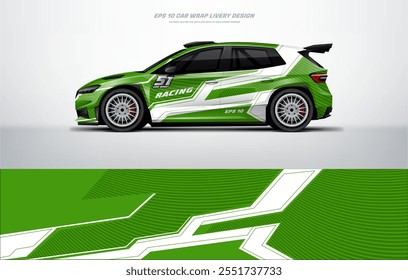 Sporty green racing car wrap livery design vector file eps 10 ready print file below