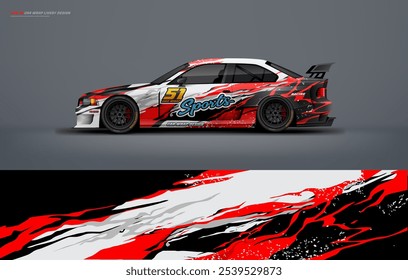 Sporty hatchback car wrap livery design vector file eps10