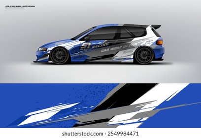 Sporty hatchback carro wrap livery projeto vetor arquivo eps 10 com arquivo imprimível abaixo