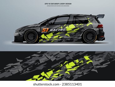 Sporty hatchback Racing Vector sport background for car wrap race car car decal livery