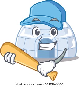 Sporty igloo cartoon character design with baseball