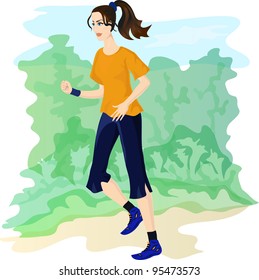 Sporty jogging girl. Eps 10