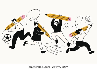 Sporty Kids with Giant Pencils – Creative Sports Doodle