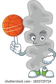 Ein sportlicher Leptospirillum ferriphilum Maskottdesign Stil spielen Basketball auf der Liga. Vektorgrafik