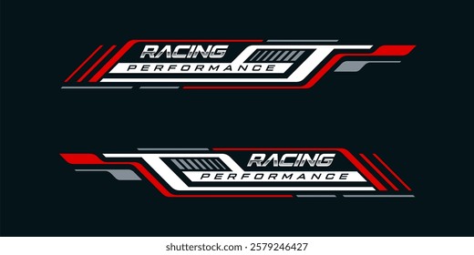 sporty line sticker design. Graphic sport decal vinyl element. Rally dynamic motion. Racing design vector set.