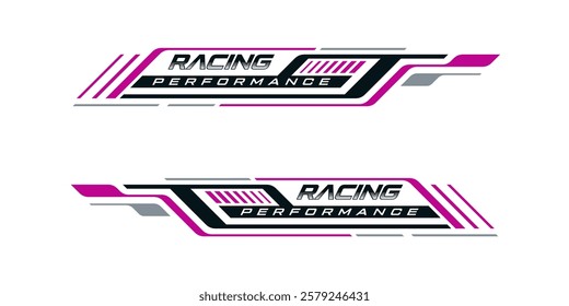 sporty line sticker design. Graphic sport decal vinyl element. Rally dynamic motion. Racing design vector set.