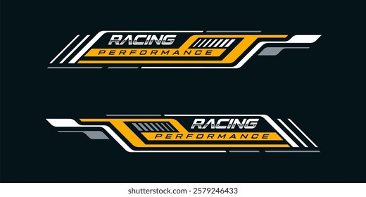 sporty line sticker design. Graphic sport decal vinyl element. Rally dynamic motion. Racing design vector set.