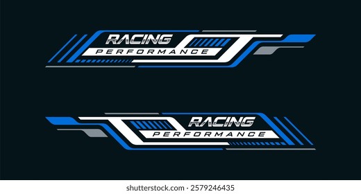 sporty line sticker design. Graphic sport decal vinyl element. Rally dynamic motion. Racing design vector set.