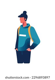 sporty man in blue suit standing isolated icon isolated