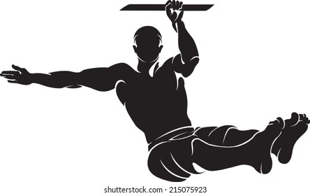 Sporty man doing street workout exercise. Vector illustration.