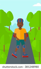 Sporty man on roller-skates.