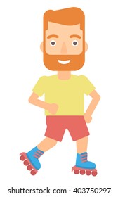 Sporty man on roller-skates.